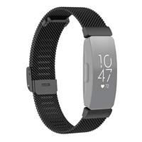 By Qubix - Compatible met Fitbit Inspire Milanese bandje met gesp - Maat: Large - Zwart - Compatible fitbit bandje - thumbnail