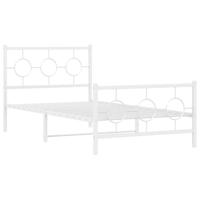 Bedframe met hoofd- en voeteneinde metaal wit 100x200 cm - thumbnail