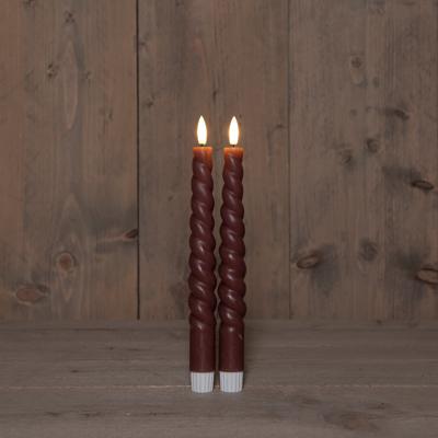 B.O. 2Pcs 3D Wick Antique Pink Swirl Taper Candle kaars 23 cm Rusti Anna's Collection - Annas collection
