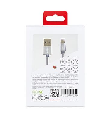 USB-oplaadkabel Lightning iPhone DCU 34101205 Zilverkleurig 1 m - thumbnail