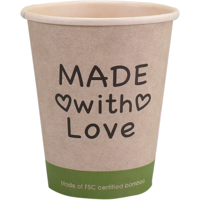 Beker | Made with Love | Bamboepapier + PE | 250ml | 8oz | 92mm | 1000 stuks - thumbnail