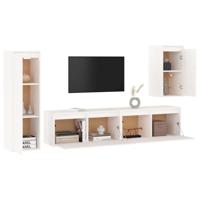 Tv-meubelen 4 st massief grenenhout wit - thumbnail