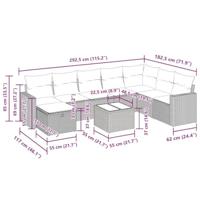 9-delige Loungeset met kussens poly rattan beige - thumbnail