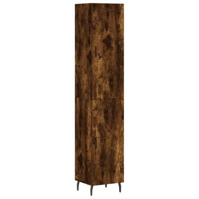 Hoge kast 34,5x34x180 cm bewerkt hout gerookt eikenkleurig