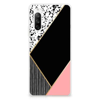 Sony Xperia 10 III | TPU Hoesje | Zwart Roze Vormen Sony Xperia 10 III | TPU Hoesje | Zwart Roze Vormen