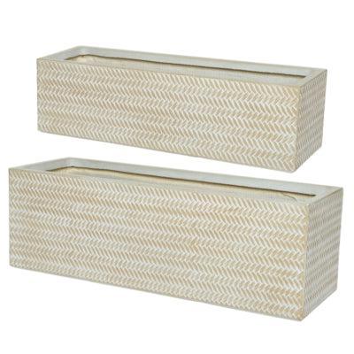 (R) Bloembak Alex outdoor zandkleurig 70 cm set van 2 | 2 stuks