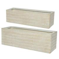 (R) Bloembak Alex outdoor zandkleurig 70 cm set van 2 | 2 stuks - thumbnail