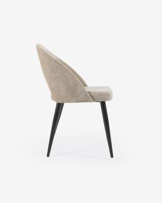 Kave Home Eetkamerstoel 'Mael' Chenille, kleur Beige
