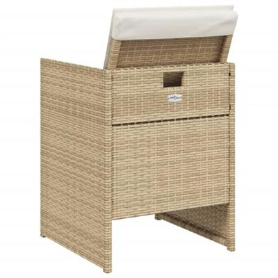Tuinstoelen 4 st met kussens poly rattan beige - thumbnail