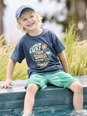 Jongensshirt met grafische motieven nachtblauw