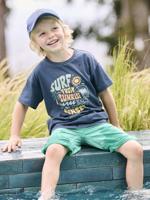 Jongensshirt met grafische motieven nachtblauw - thumbnail