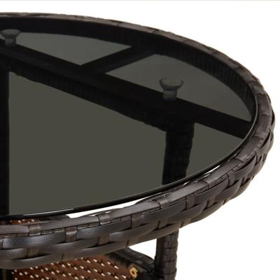 3-delige Tuinset met kussens poly rattan en glas bruin - thumbnail