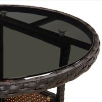 3-delige Tuinset met kussens poly rattan en glas bruin - thumbnail