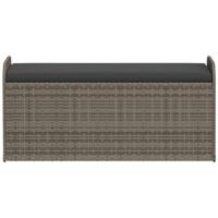 Opbergbankje met kussen 115x51x52 cm poly rattan grijs - thumbnail