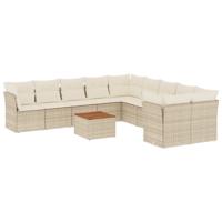 11-delige Tuinset met kussens poly rattan beige - thumbnail