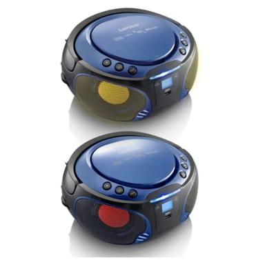 Lenco Boombox SCD-550 Blauw draagbaar met discolichteffect, FM-radio, USB Playback, Bluetooth, AUX-ingang, hoofdtelefoonaansluiting Blauw,Blauw/Zwart