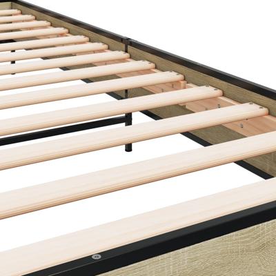 Bedframe bewerkt hout metaal sonoma eikenkleurig 150x200 cm