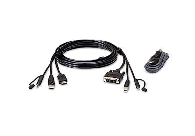 ATEN KVM Aansluitkabel [1x HDMI-stekker, USB-A 2.0 stekker, Jackplug male 3,5 mm - 1x DVI-D-stekker, USB 2.0 bus B, Jackplug male 3,5 mm] 1.80 m Zwart