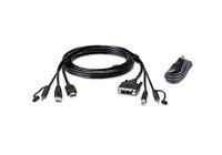 ATEN KVM Aansluitkabel [1x HDMI-stekker, USB-A 2.0 stekker, Jackplug male 3,5 mm - 1x DVI-D-stekker, USB 2.0 bus B, Jackplug male 3,5 mm] 1.80 m Zwart - thumbnail