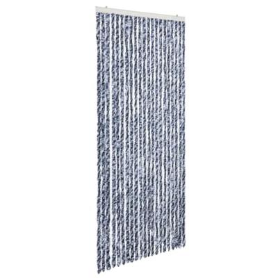 VidaXL Vliegengordijn 90x220 cm chenille blauw, wit en zilver VidaXL Vliegengordijn 90x220 cm chenille blauw, wit en zilver