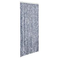 Vliegengordijn 90x220 cm chenille blauw, wit en zilver - thumbnail