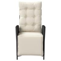 Tuinstoel verstelbaar met voetensteun poly rattan zwart - thumbnail