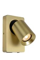Lucide NIGEL - Bedlamp / Wandlamp - LED Dim to warm - GU10 - 1x5W 2200K/3000K - Met USB oplaadpunt - Mat Goud / Messing - thumbnail