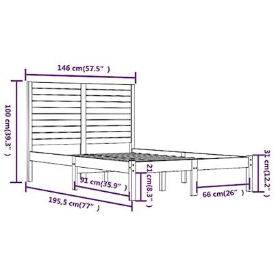 Bedframe massief hout wit 140x190 cm