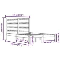 Bedframe massief hout wit 140x190 cm - thumbnail