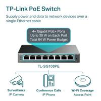 TP-LINK TL-SG108PE Netwerk switch 8 poorten 1 GBit/s PoE-functie - thumbnail