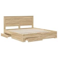 Bedframe met lade met hoofdeinde met opslag Bewerkt hout - thumbnail