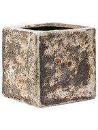 Lava Relic Rust metal Cube bloempot binnen 16x16x16 cm - thumbnail