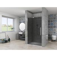 Van Rijn Products ST08 Nis Draaideur - 100x200cm - grijs rookglas - dikte 8mm - 2 delig - muurprofiel - stabilisatiestang - Chroom ST08300100GRCH - thumbnail