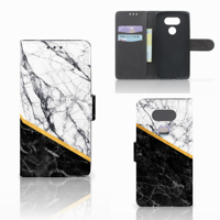 LG G5 Bookcase Marmer Wit Zwart - Origineel Cadeau Man - thumbnail
