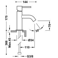 Wastafelmengkraan Tres Study Exclusive 17,5 cm Hendel Rond Metallic Zwart Tres - thumbnail