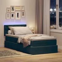 Opbergbed met LED met matras Donkergroen 90 x 200 cm Fluweel - thumbnail