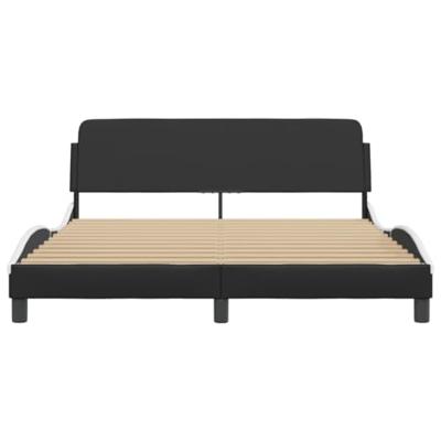 Bedframe met hoofdbord kunstleer zwart en wit 160x200 cm