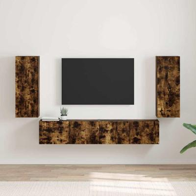 TV Wandkast 2 pcs Gerookt eiken 30 x 31 x 80 cm Bewerkt hout