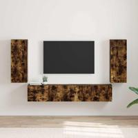 TV Wandkast 2 pcs Gerookt eiken 30 x 31 x 80 cm Bewerkt hout - thumbnail
