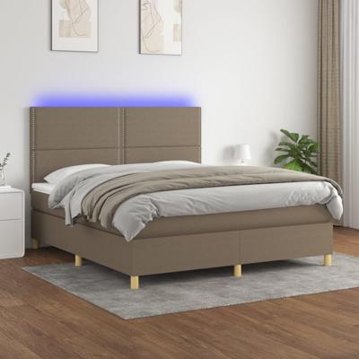Boxspring met matras en LED stof taupe 180x200 cm