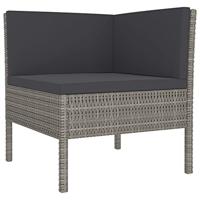 2-delige Loungeset met kussens poly rattan grijs - thumbnail