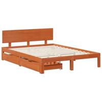 Bedframe met hoofdeinde 3 pcs Wasbruin Massief Vurenhout - thumbnail