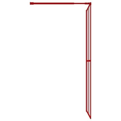 Inloopdouchewand transparant 100x195 cm ESG-glas rood - thumbnail