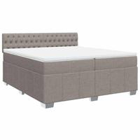 Boxspring met matras stof taupe 200x200 cm - thumbnail