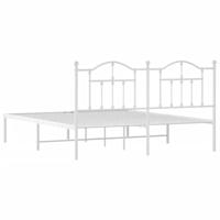Bedframe met hoofdbord metaal wit 160x200 cm - thumbnail