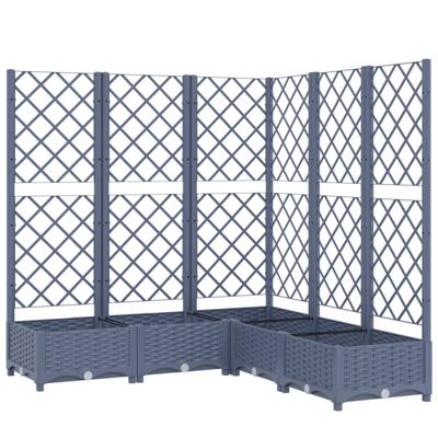 VidaXL Plantenbak met latwerk 120x120x121,5 cm polypropeen blauwgrijs