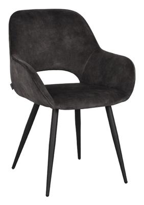 LABEL51 Eetkamerstoel Fer - Antraciet - Velours - Black Frame