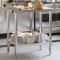 VidaXL Keukenwerktafel met spatscherm 82,5x55x93 cm roestvrij staal - thumbnail