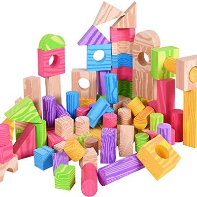 Schuimrubberen blokkenset met inhoud 100 blokken of bouwstenen - thumbnail