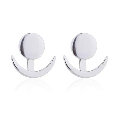 Trendy wassende maan schattig oor sweaters geometrische ronde Stud Oorbellen voor vrouwen metaal kleur: zilver